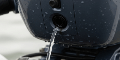 outboard motor telltale water stream flowing from cowling on 20260331 084611